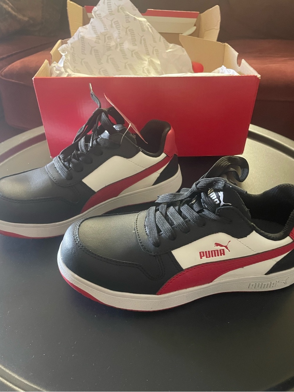 Puma Safety Black White Red Low-Top Sneakers Frontcourt Low ASTM EH